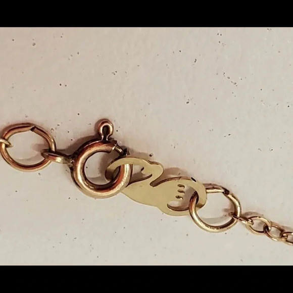 10K Solid Gold and Synthetic Sapphire Necklace - Picture 5 of 5